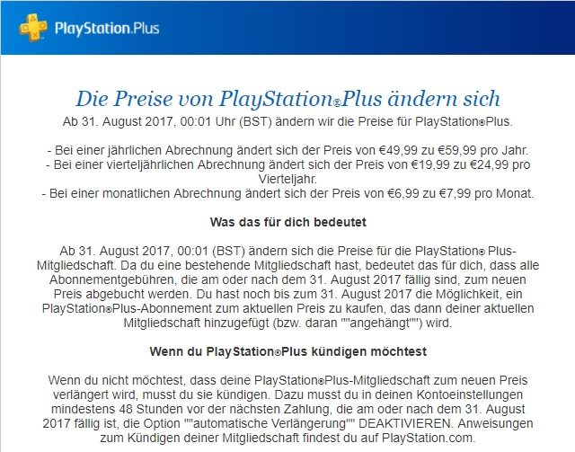 PlayStation Plus Preiserhöhung Sony