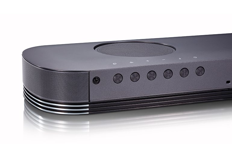 LG Soundbar SJ9 Dolby Atmos Front Gaming Heimkino Rückseite Buttons Winkel