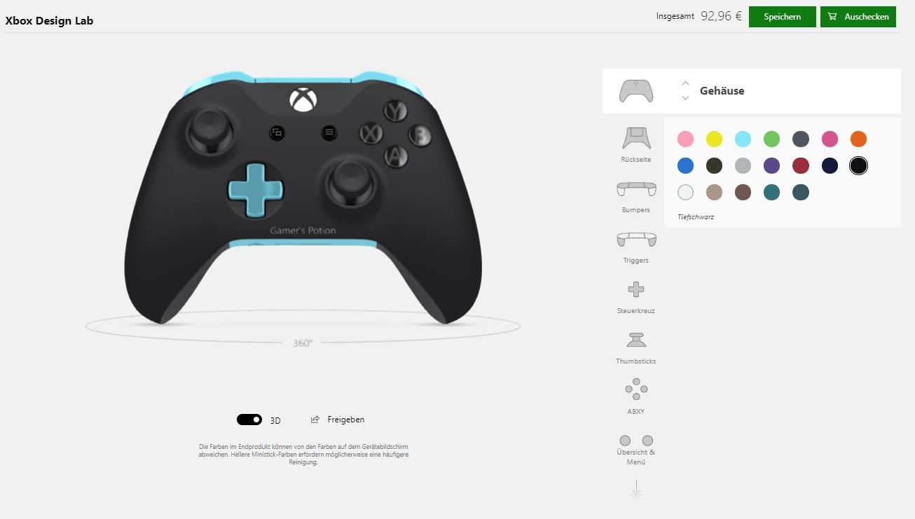 Xbox Design Lab Xbox One X Microsoft Controller Gamer's Potion