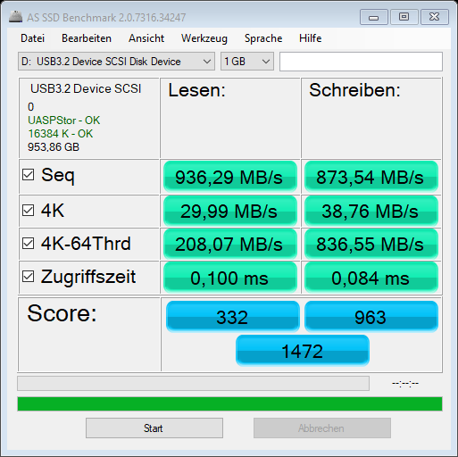 USB 3.1 AS SSD Benchmark LC Power